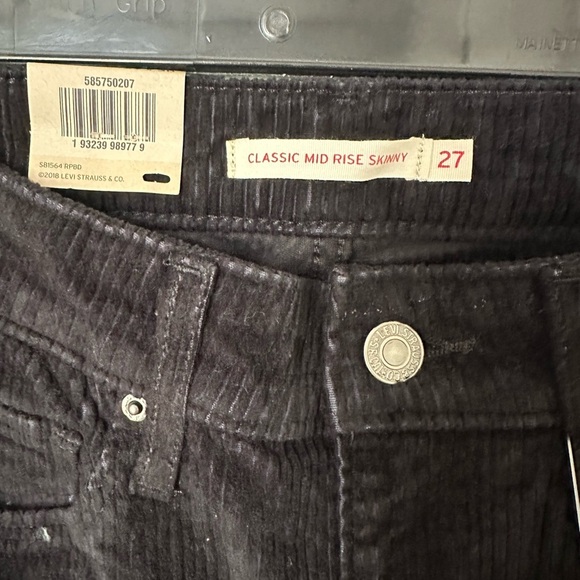 Levi's Corduroy Black Straight Leg Jeans Classic Style - Picture 3 of 7